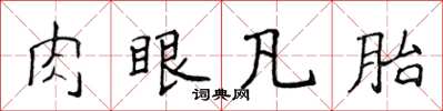 侯登峰肉眼凡胎楷书怎么写