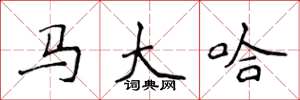 侯登峰马大哈楷书怎么写
