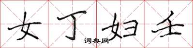 侯登峰女丁妇壬楷书怎么写