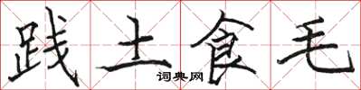 骆恒光践土食毛楷书怎么写