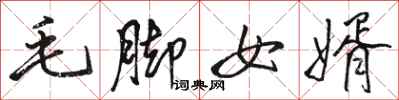 骆恒光毛脚女婿行书怎么写