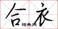 钱沛云合衣行书怎么写