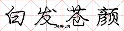庞中华白发苍颜行书怎么写