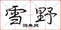 庞中华雪野行书怎么写