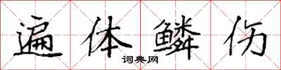 袁强遍体鳞伤楷书怎么写
