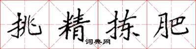袁强挑精拣肥楷书怎么写