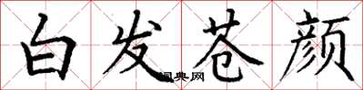 丁谦白发苍颜楷书怎么写