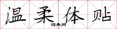 袁强温柔体贴楷书怎么写