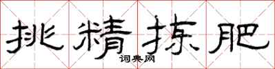 曾庆福挑精拣肥隶书怎么写
