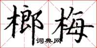 丁谦榔梅楷书怎么写