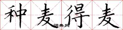 丁谦种麦得麦楷书怎么写
