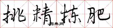 曾庆福挑精拣肥行书怎么写