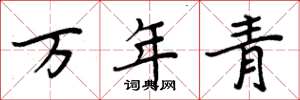 周炳元万年青楷书怎么写