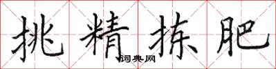 田英章挑精拣肥楷书怎么写