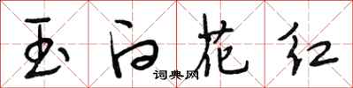 段相林玉白花红行书怎么写