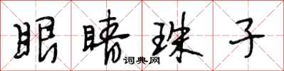 段相林眼睛珠子行书怎么写