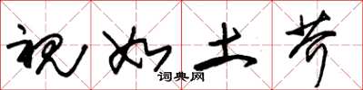 朱锡荣视如土芥草书怎么写
