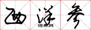 朱锡荣西洋参草书怎么写