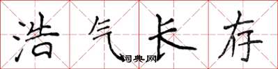 侯登峰浩气长存楷书怎么写