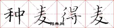黄华生种麦得麦楷书怎么写