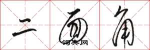 骆恒光二面角草书怎么写