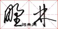 骆恒光野林草书怎么写