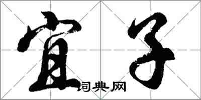 胡问遂宜子行书怎么写