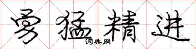 庞中华勇猛精进行书怎么写