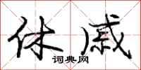 庞中华休戚行书怎么写