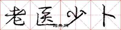 庞中华老医少卜行书怎么写