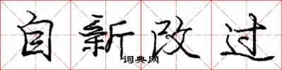 庞中华自新改过行书怎么写
