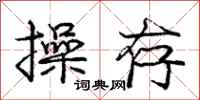 庞中华操存行书怎么写
