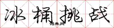 庞中华冰桶挑战行书怎么写