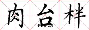 丁谦肉台柈楷书怎么写