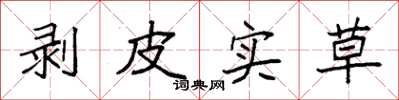 袁强剥皮实草楷书怎么写