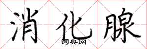 荆霄鹏消化腺楷书怎么写