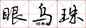 曾庆福眼乌珠行书怎么写