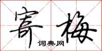 荆霄鹏寄梅行书怎么写
