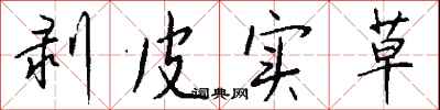 钱沛云剥皮实草行书怎么写