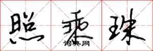 段相林照乘珠行书怎么写
