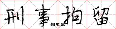 段相林刑事拘留行书怎么写