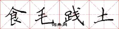 侯登峰食毛践土楷书怎么写