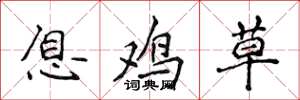 侯登峰息鸡草楷书怎么写