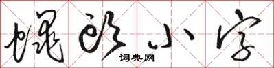骆恒光蝇头小字草书怎么写