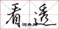 骆恒光看透行书怎么写