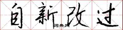 钱沛云自新改过行书怎么写