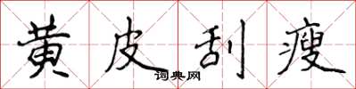 侯登峰黄皮刮瘦楷书怎么写
