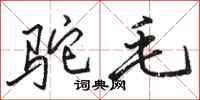 骆恒光驼毛行书怎么写