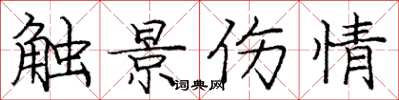 庞中华触景伤情楷书怎么写