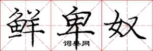 庞中华鲜卑奴楷书怎么写